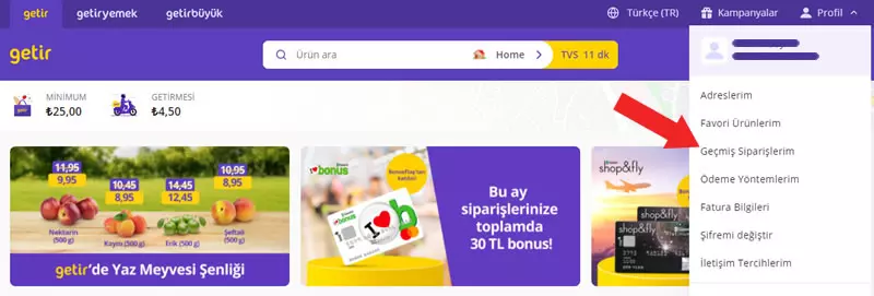 Getir Sipariş Takip
